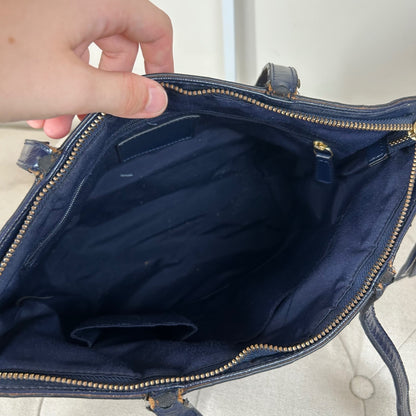 Coach Beige Signature Monogram Navy Stripe Tote Shoulder Bag E1320-F21950
