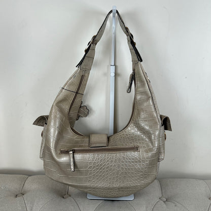 Vintage Y2K Guess Silver Snakeskin Patent Leather Hobo Shoulder Bag