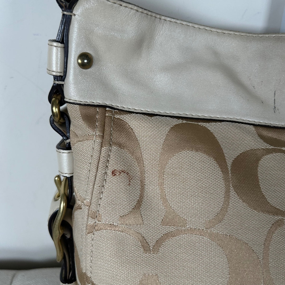 Coach Beige Monogram Zoe Shoulder Bag M0868-12674