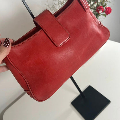 Coach Red Leather Hampton Hobo Shoulder Bag J0S-7789