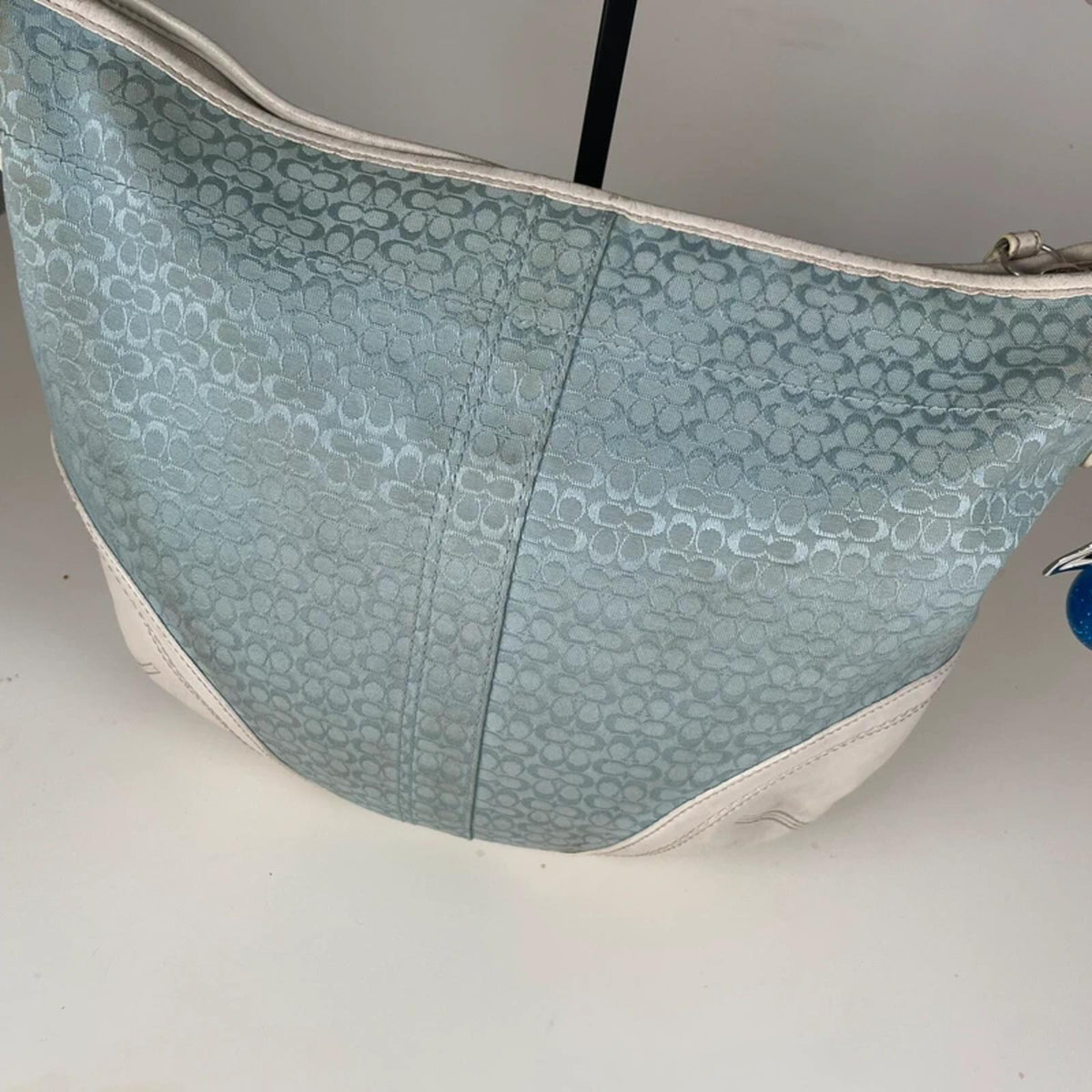 Coach Soho Blue White Signature Monogram Hobo Bag K0720-F10923