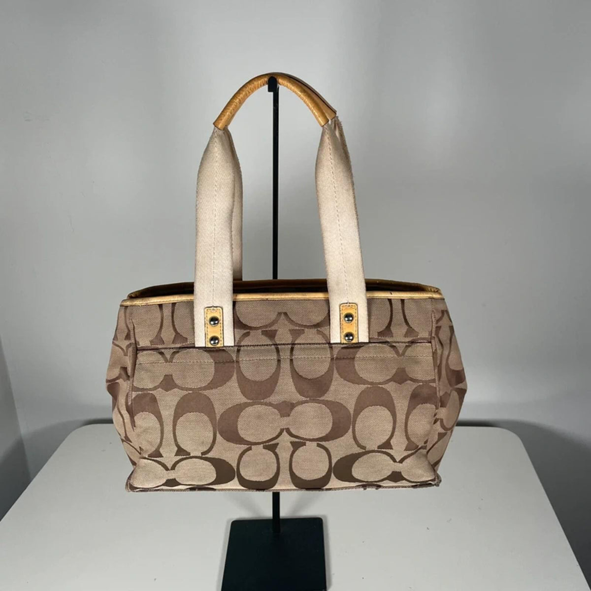 Coach Daisy Carryall Tote Bag Beige Yellow Shoulder Bag E1193-F14878
