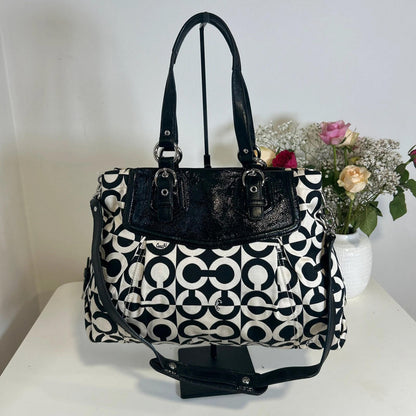 Coach Madison OP Signature Black and White Shoulder Bag K0982-14537