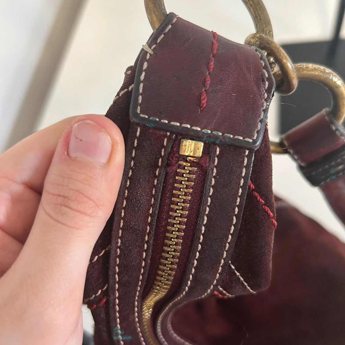 Coach Red Suede Hobo Shoulder Bag C063-10059
