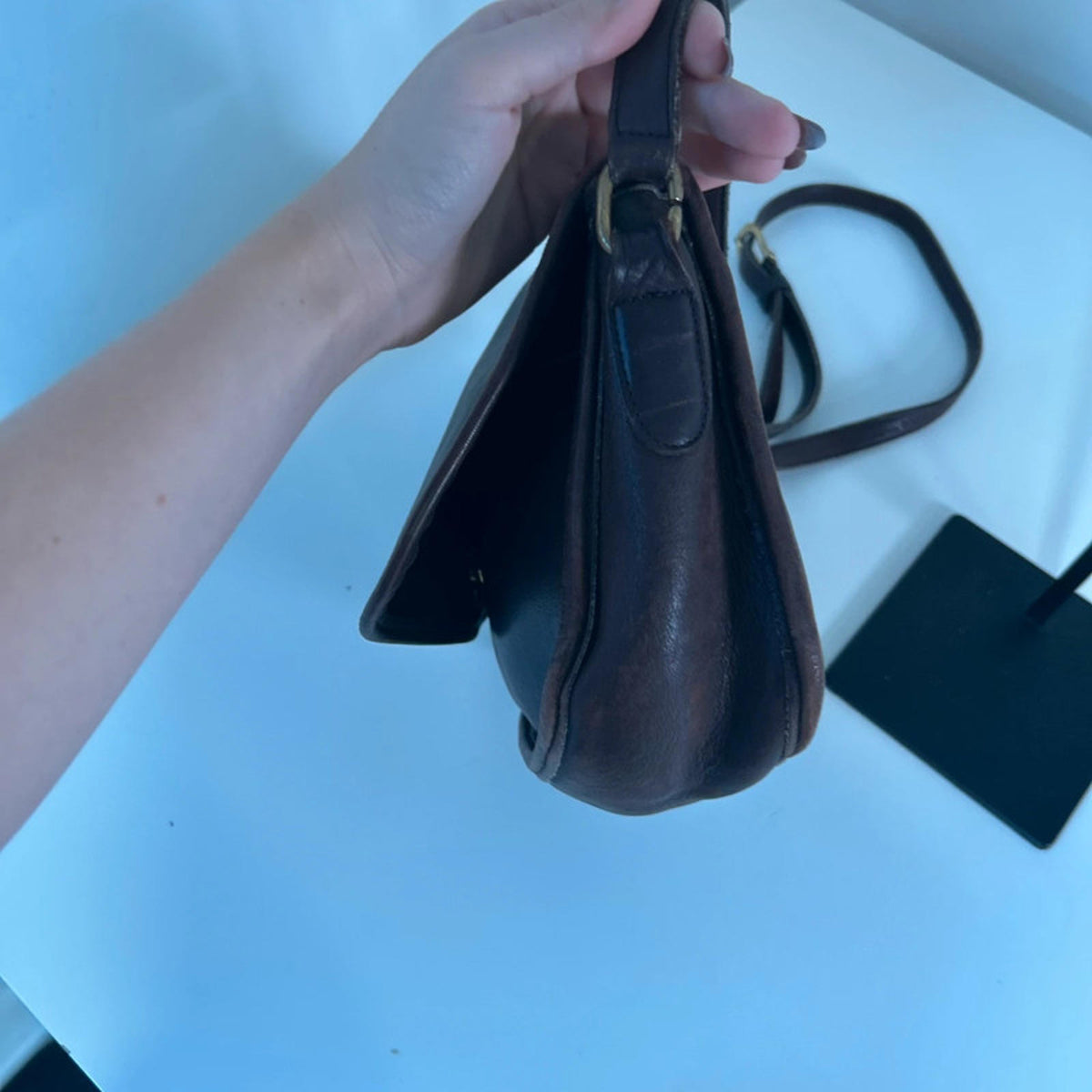 Coach Brown City Leather Shoulder Bag Gold Turnlock - H0C-9790