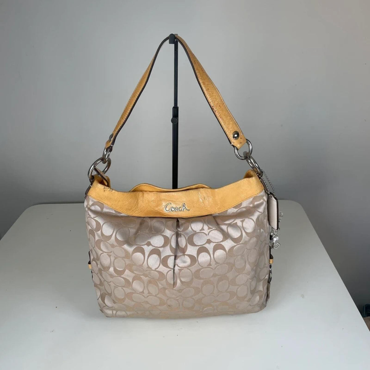 Coach Beige Half Moon Monogram Shoulder Bag Yellow Detail B1182-F16181