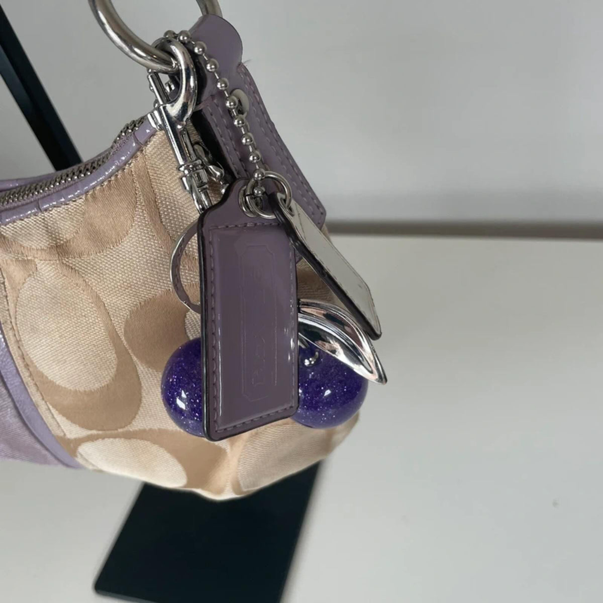 Coach Beige Monogram Shoulder Bag Lilac Stripe M1382-28206E