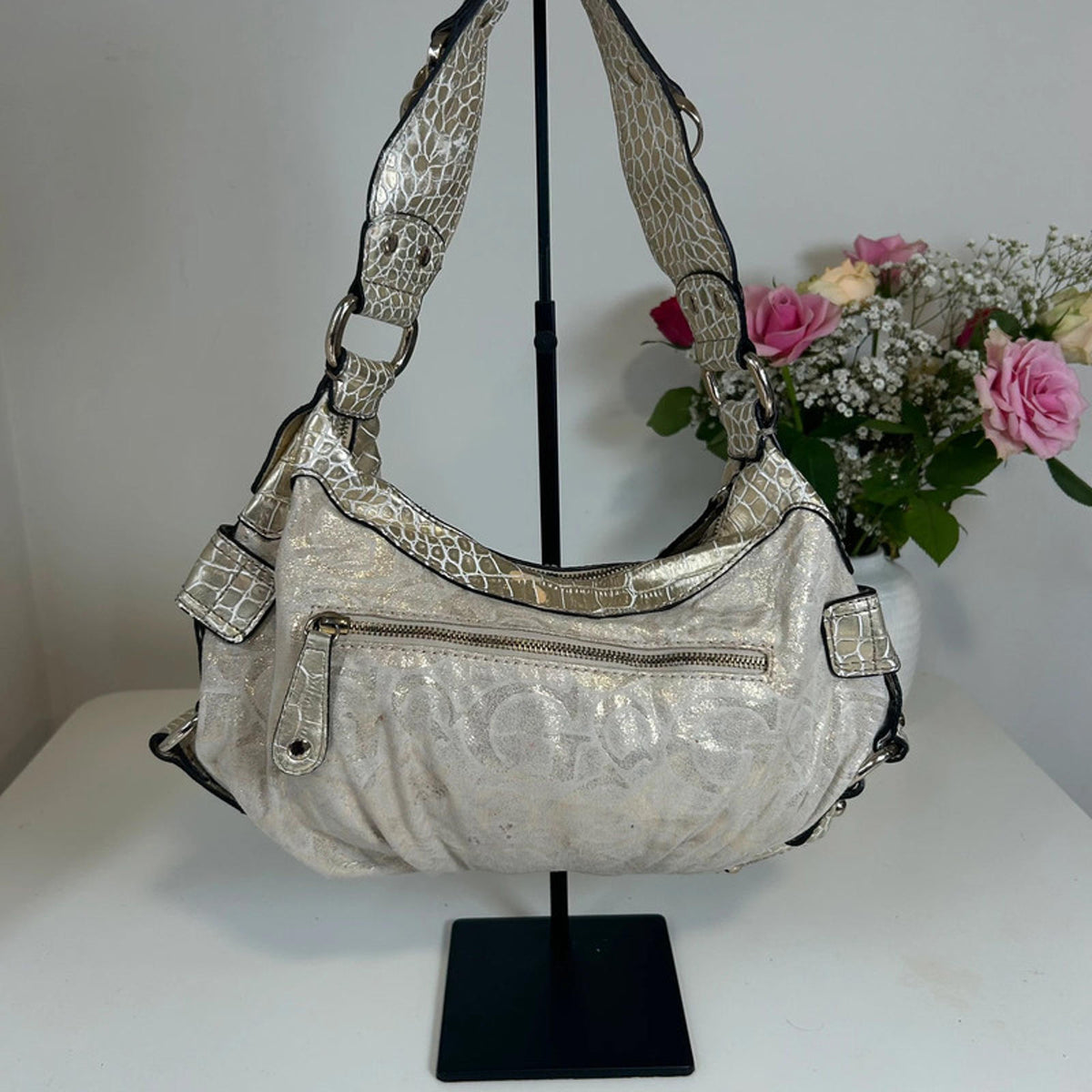 Guess Gold and Beige Handbag