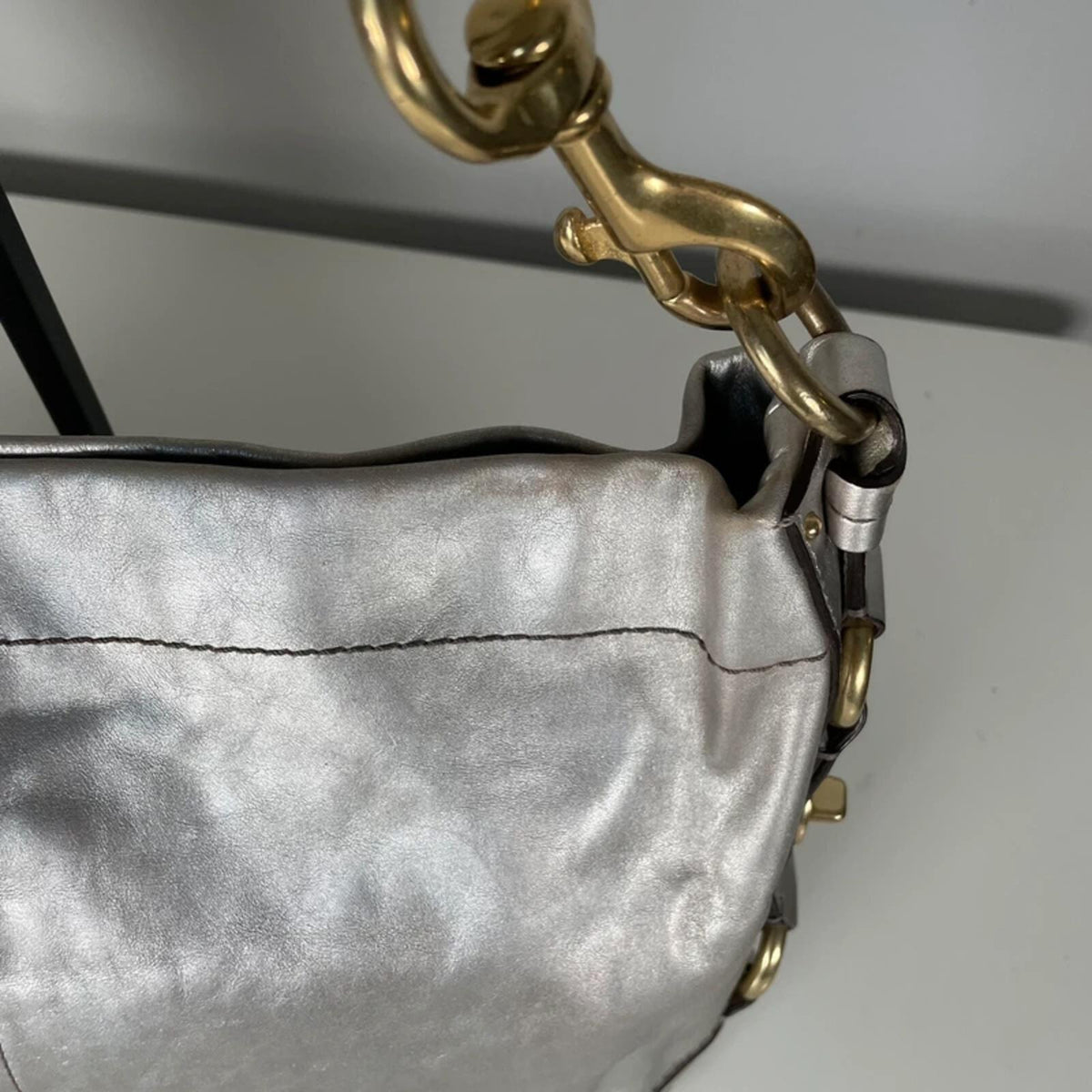 Coach Carly Silver Holographic Shoulder Bag Gold Hardware M0749-11872