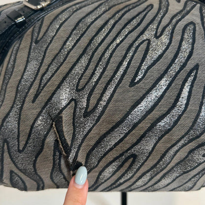 Rare Vintage Y2K Coach Sophia Gallery Bag Silver Zebra Print Lurex Jacquard G1082-16925