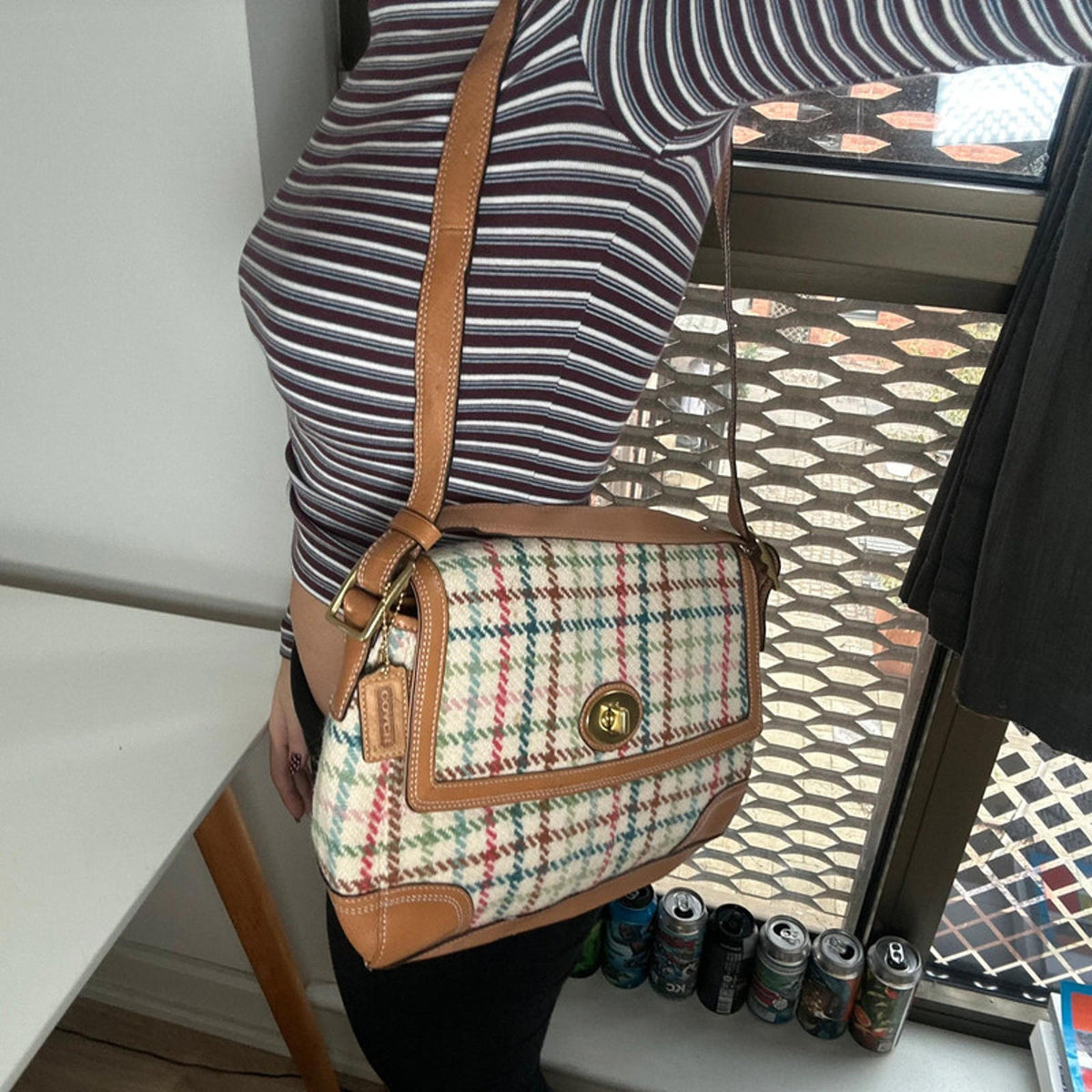 Coach 2009 Large Plaid Wool Crossbody Bag E0971-F13984