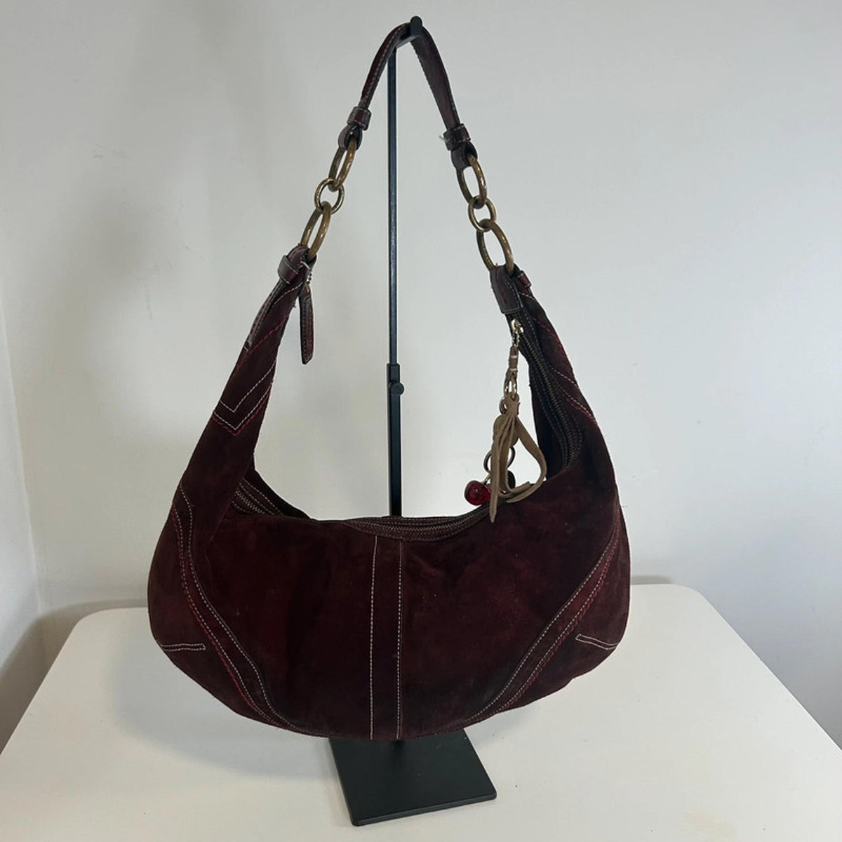Coach Red Suede Hobo Shoulder Bag C063-10059