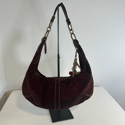 Coach Red Suede Hobo Shoulder Bag C063-10059