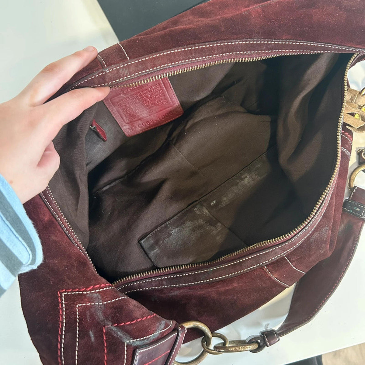 Coach Red Suede Hobo Shoulder Bag C063-10059