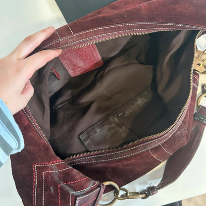 Coach Red Suede Hobo Shoulder Bag C063-10059