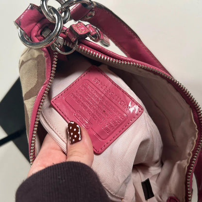 Coach Pink Striped Jacquard Demi Shoulder Bag D1175-F17439