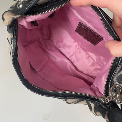 Coach Poppy Black Monogram Hobo Shoulder Bag M1033-16376