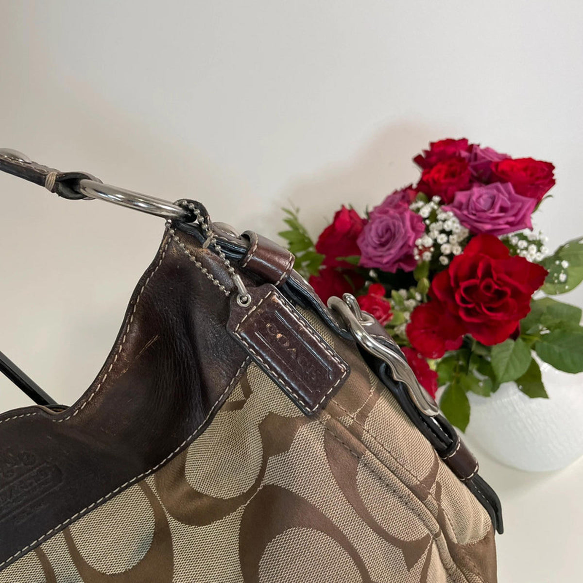 Coach Zoe Medium Brown Buckle Bag M1049-F12657