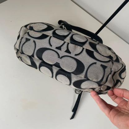 Coach Poppy Black Monogram Hobo Shoulder Bag M1033-16376