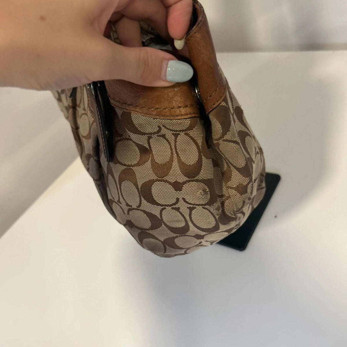 Coach Brown Signature Pleated Shoulder Bag D0973-F13742