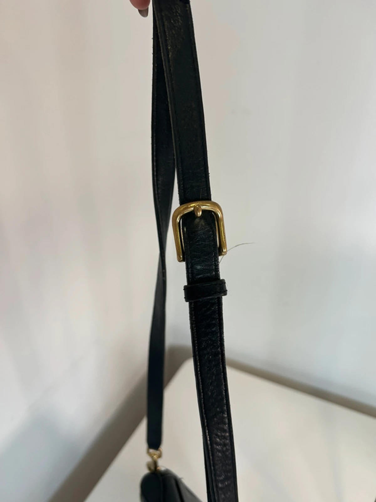 Vintage 90s Vintage Coach Black Court Leather Shoulder Bag G13-9870