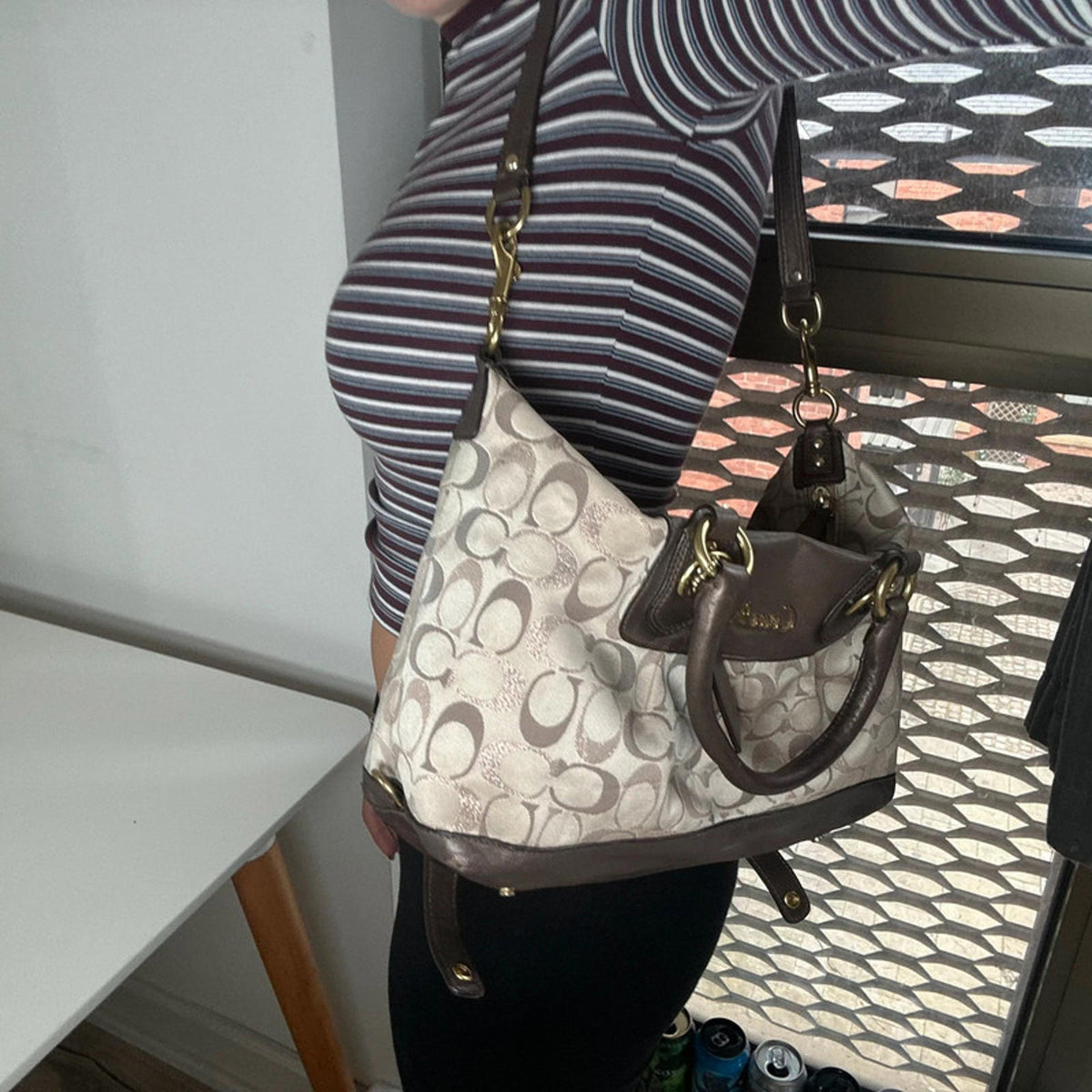 Coach Ashley Monogram Convertible Handbag Gold Hardware E1220-F20267