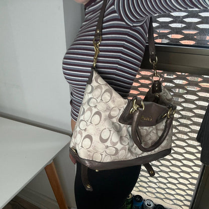 Coach Ashley Monogram Convertible Handbag Gold Hardware E1220-F20267