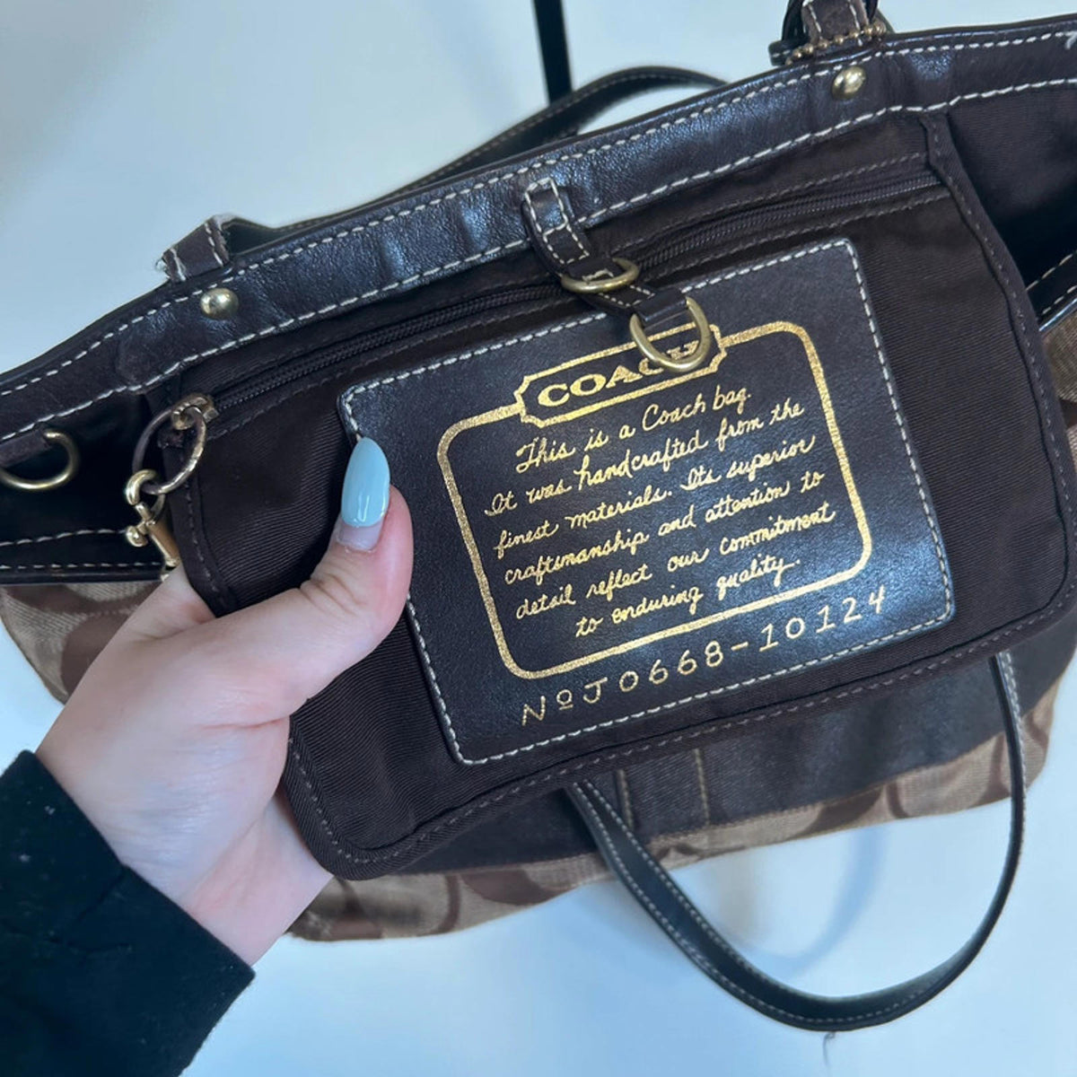 Coach Signature Stripe Brown Tote Shoulder Bag J0668-10124