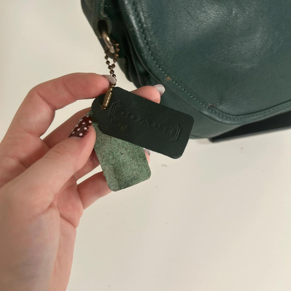 Vintage Coach Green Cross Body Leather Handbag