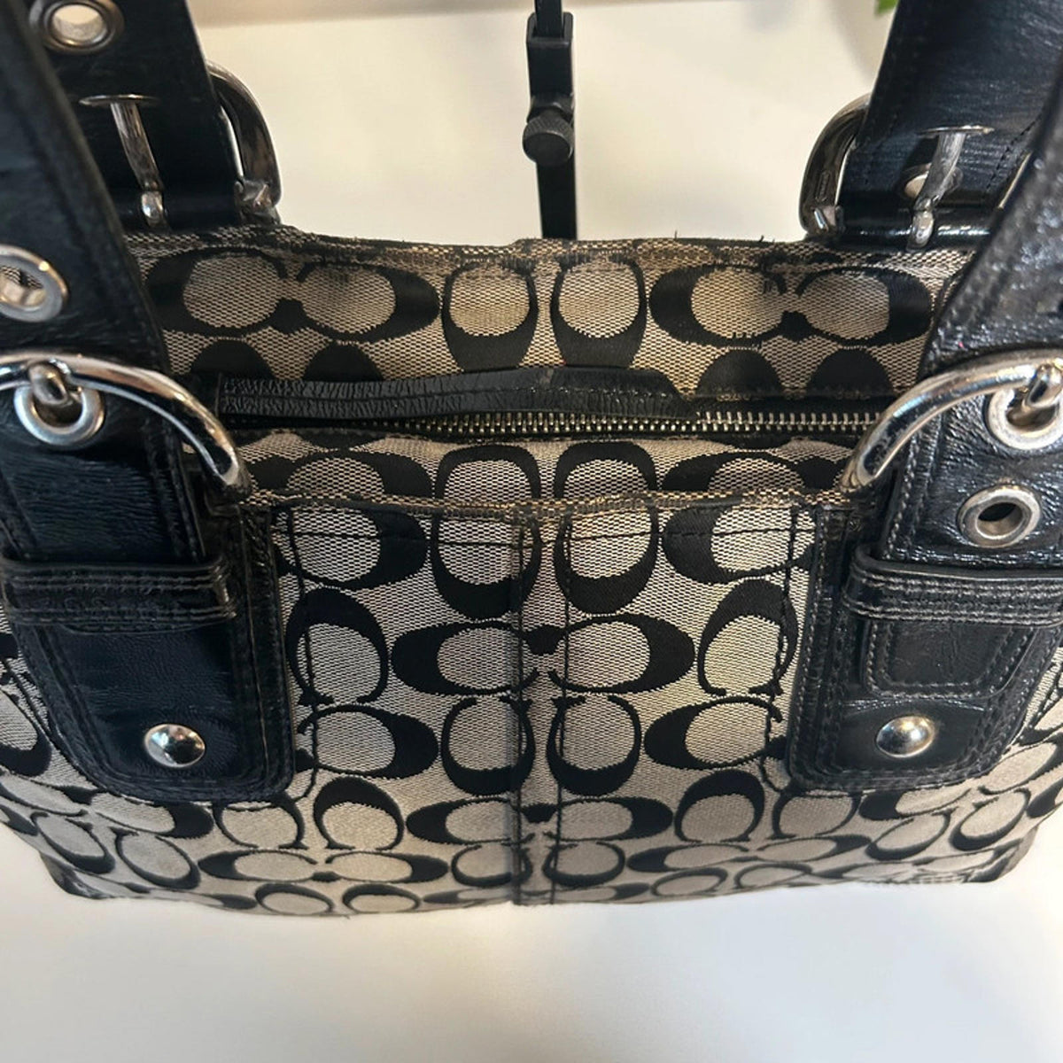 Coach Vintage Black Monogram Shoulder Bag B0960-F13117