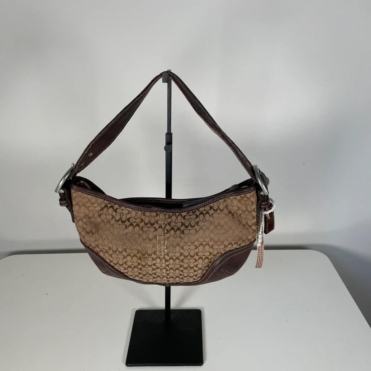 Coach Brown Monogram Leather Hobo Shoulder Bag N3E-6351
