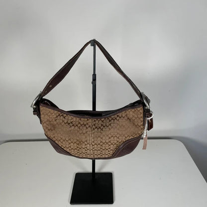 Coach Brown Monogram Leather Hobo Shoulder Bag N3E-6351