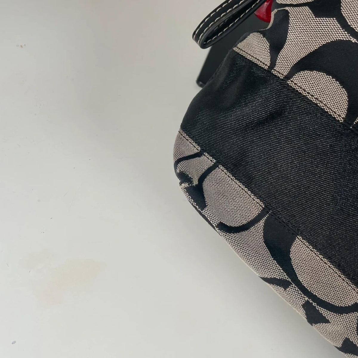 Coach Black Signature Stripe Canvas Shoulder Tote Bag B1261-F17433