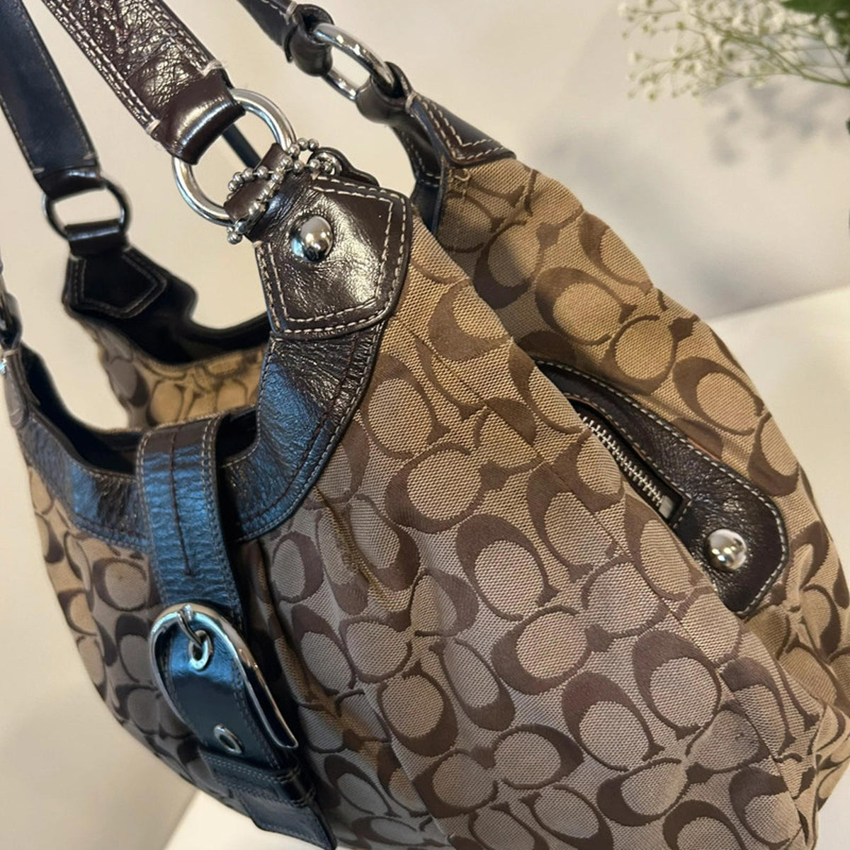 Coach Brown One Buckle Shoulder Bag M1079-F15083