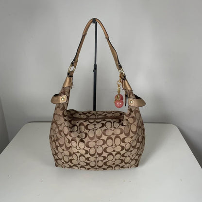 Coach Penelope Beige Brown Monogram Hobo Bag M0920-F14691