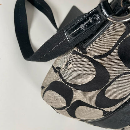 Coach Signature Jacquard Stripe Demi Bag Black Patent Leather K1371-28662E