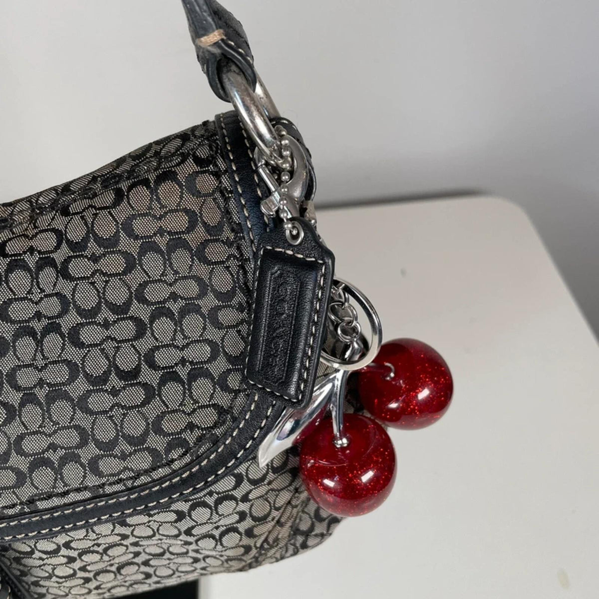 Coach Large Soho Black Signature C Canvas Shoulder Bag C0894-F12309