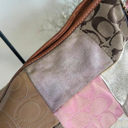 Coach Pink and Purple Patchwork Shoulder Bag L0769-11709
