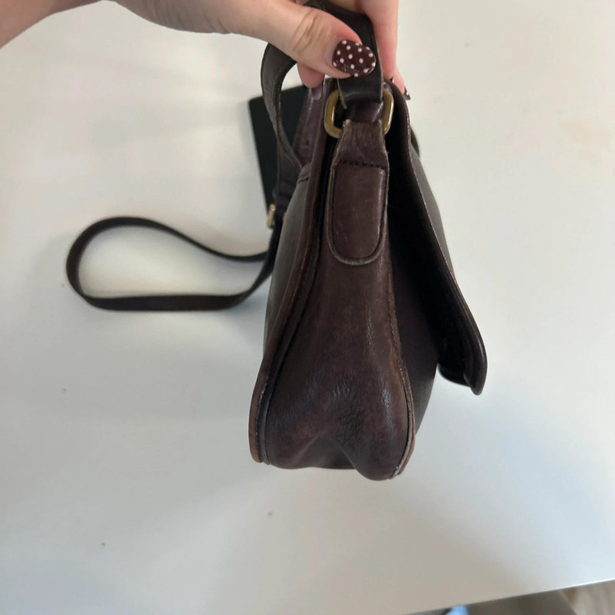 Coach Brown City Leather Shoulder Bag Gold Turnlock - H0C-9790