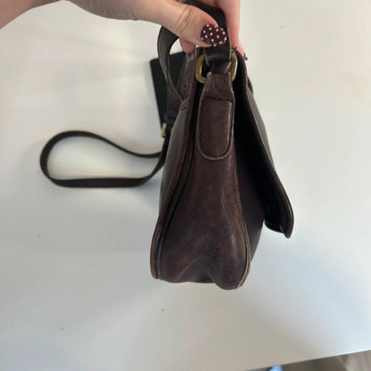 Coach Brown City Leather Shoulder Bag Gold Turnlock - H0C-9790