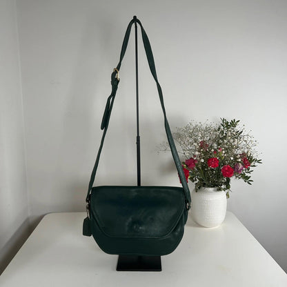 Vintage Coach Green Cross Body Leather Handbag