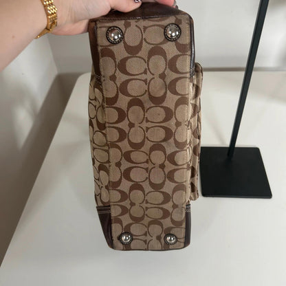 Coach Brown Monogram Hampton Signature Zip Shoulder Bag J0993-F13977