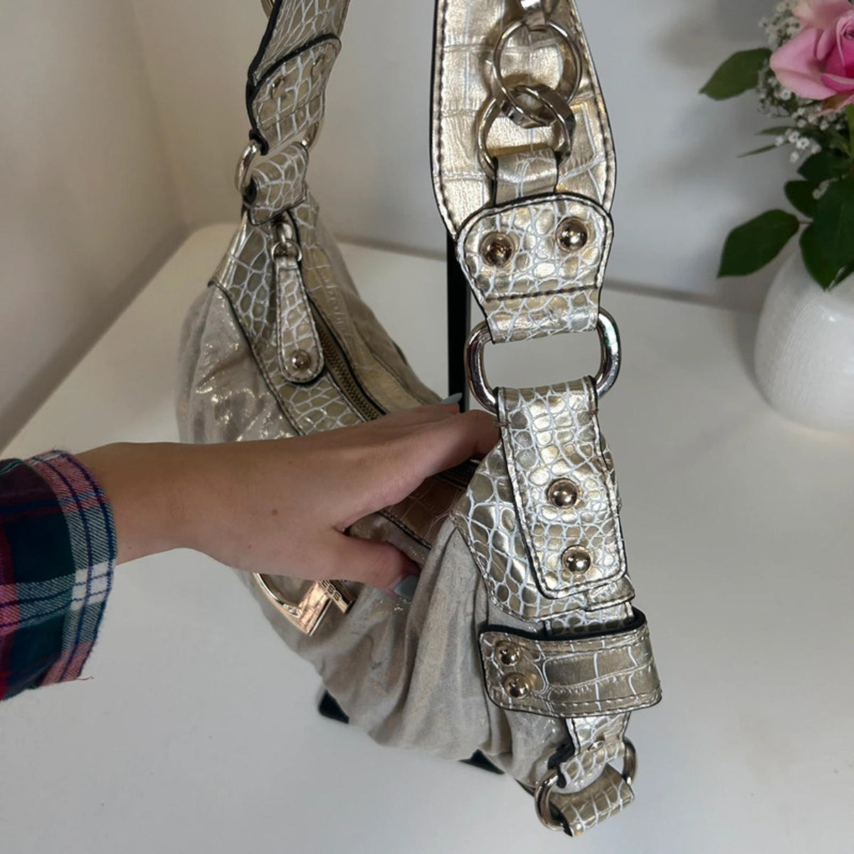 Guess Gold and Beige Handbag