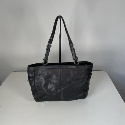 Coach Gallery East West Black Leather Pleated Shoulder Bag Y2K J0920-F13759