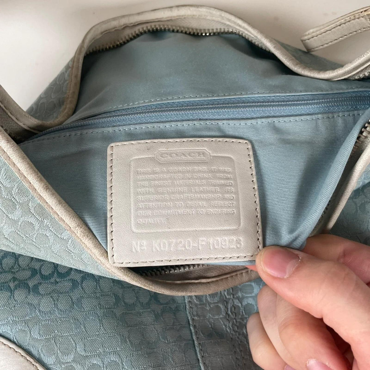 Coach Soho Blue White Signature Monogram Hobo Bag K0720-F10923