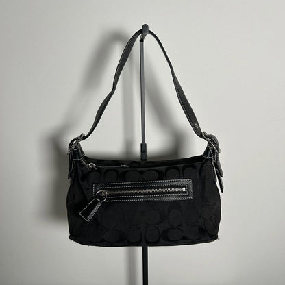 Signature Sufflette Coach Black Monogram Print Handbag A06W-6044