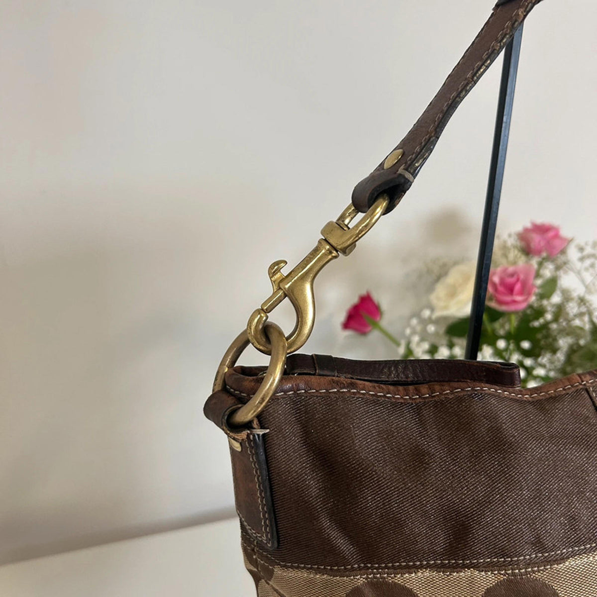 Coach Brown Canvas Signature Shoulder Bag