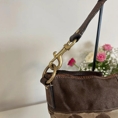 Coach Brown Canvas Signature Shoulder Bag
