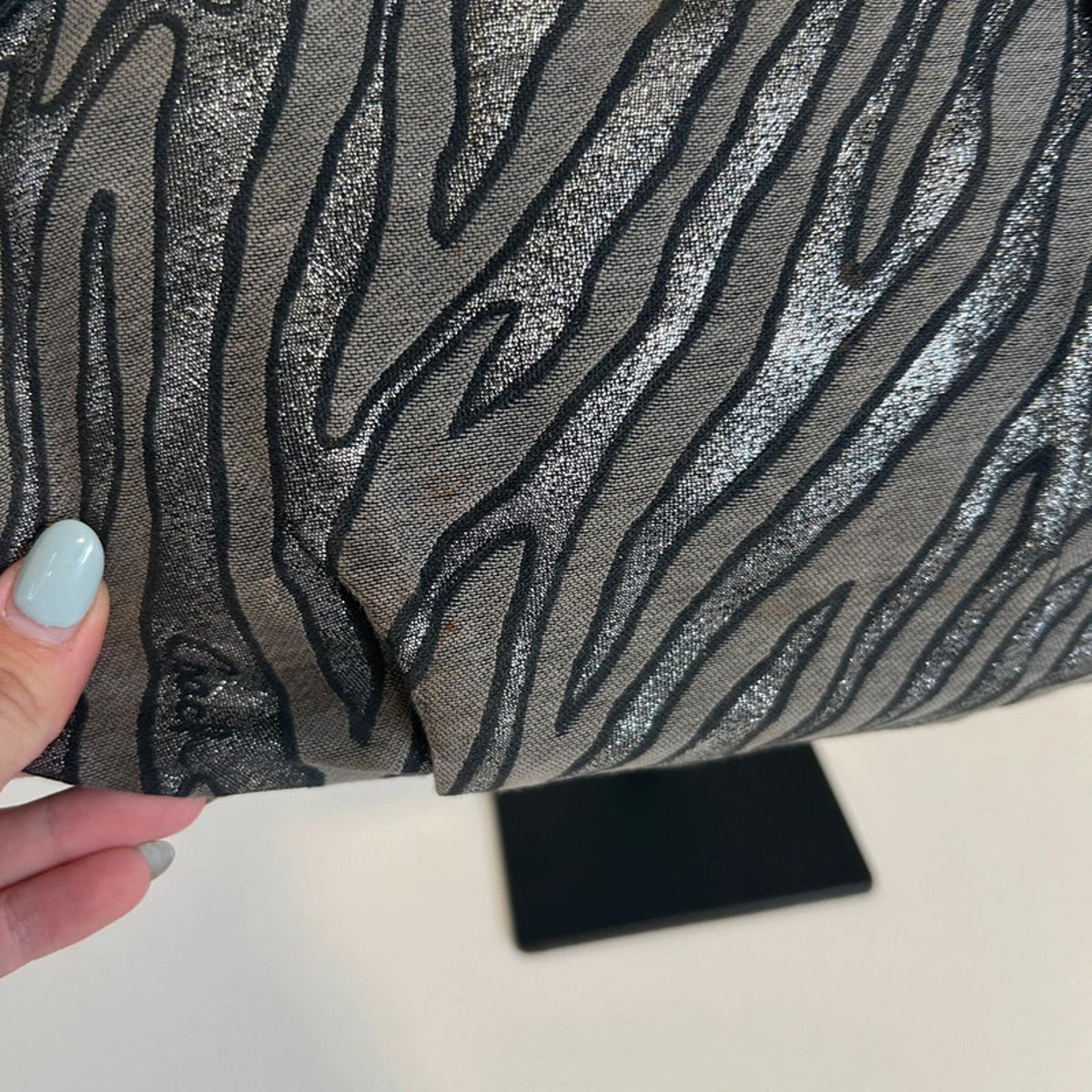 Rare Vintage Y2K Coach Sophia Gallery Bag Silver Zebra Print Lurex Jacquard G1082-16925