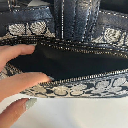 Coach Black Signature Leather and Canvas Hampton Tote G0851-F12642